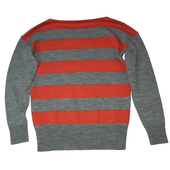 J. CREW Wool Alpaca Blend Gray Orange Striped Boatneck Sweater - Women’s Medium - Picture 8 of 11